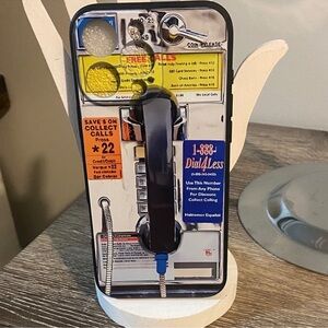 Retro Payphone Style iPhone Case Yellow & Blue Accents, NEW